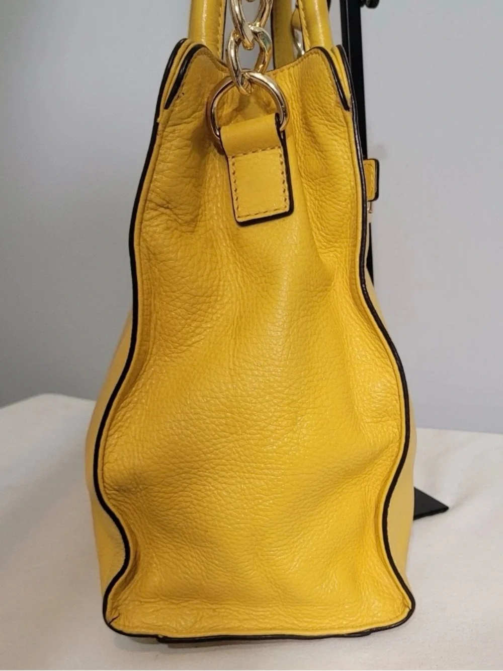 MICHAEL Michael Kors Satchel Hamilton East West Yellow Leather Shoulder Bag